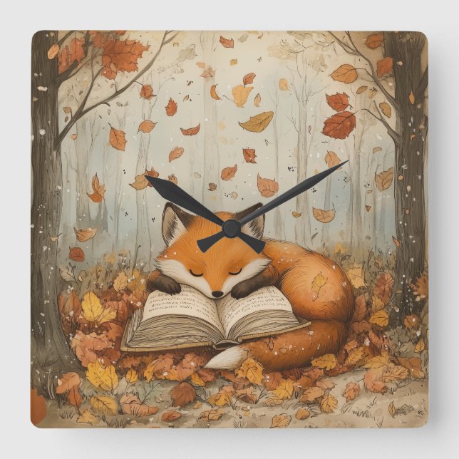 Horloge murale renard automnal cosy (Recto)