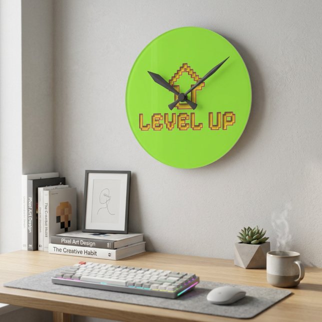 Horloge murale Rétro 8 bits FACILE - Vert Citron (Créateur téléchargé)