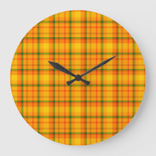 Horloge murale rétro à motif carreaux orange jaune