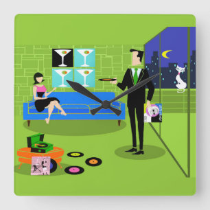 Horloge murale rétro de couple urbain