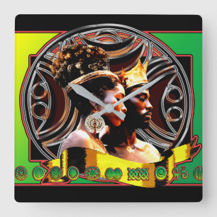 Horloge murale Roi et Reine africains
