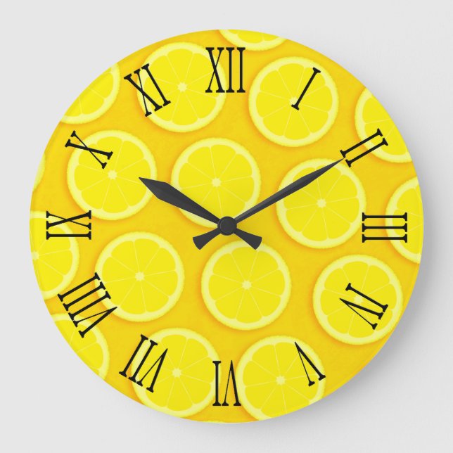Horloge murale romaine jaune graphique de tranche (Recto)