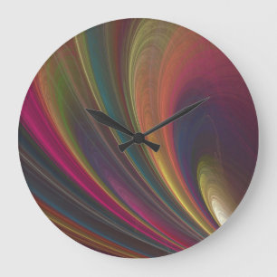 Horloge murale ronde arc-en-ciel fractale abstrait