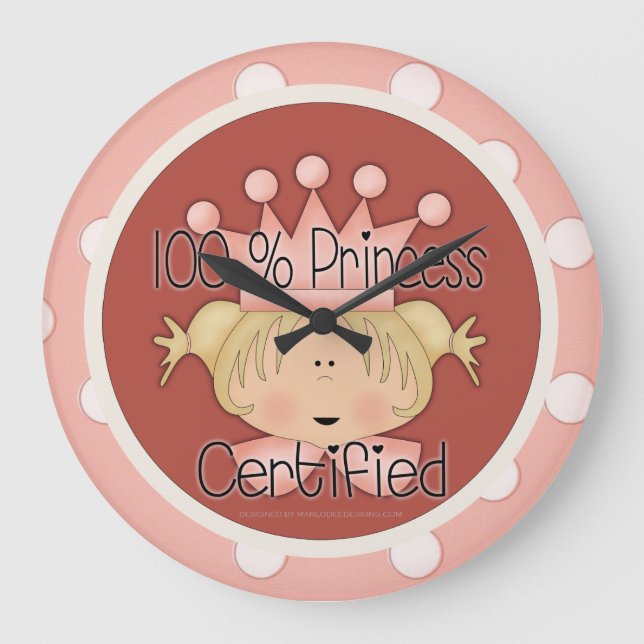 Horloge murale ronde certifiée Princesse 100% (Recto)
