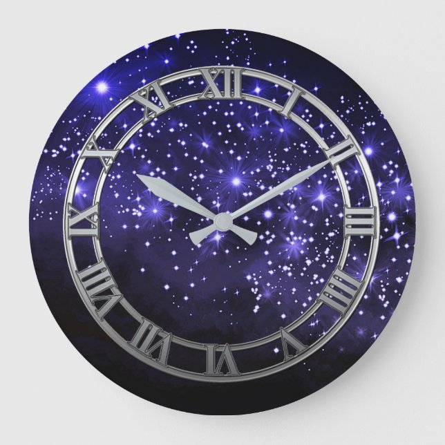 Horloge murale ronde crépusculaire bleue de minuit (Recto)