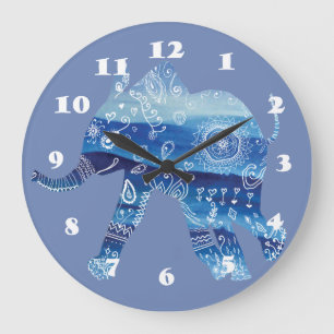 Horloge murale ronde d'art d'éléphant de mandala