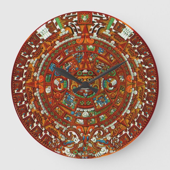 Horloge murale ronde de calendrier aztèque maya (Recto)