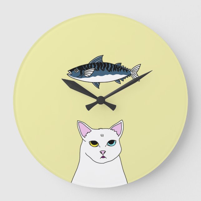 Horloge murale ronde de chat de bande dessinée (Recto)