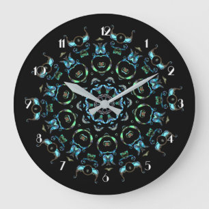 Horloge murale ronde de mandala de perle de