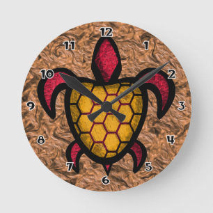 Horloge murale ronde de tortue orange de Shell