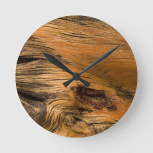 Horloge murale ronde en bois de chêne