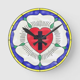 Horloge murale ronde en verre teinté Luther Rose