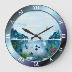 Horloge murale ronde faite sur commande d'aquarium