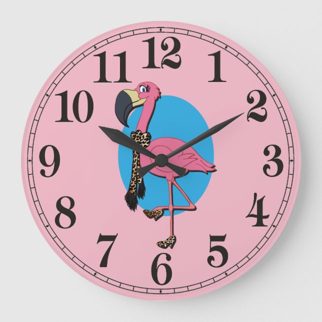 Horloge murale ronde Flamant rose (grande) (Recto)