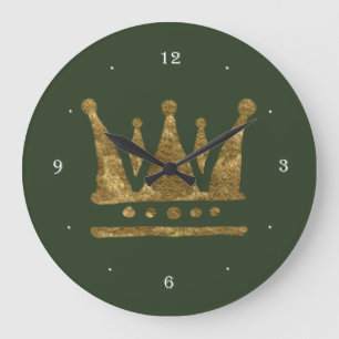 Horloge murale ronde (grande) couronne dorée