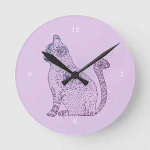 Horloge murale ronde Mandala Cat (moyenne)