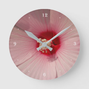 Horloge murale ronde (moyenne) à fleurs rose magiq