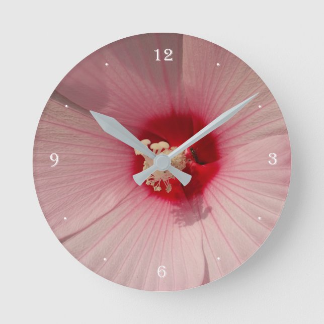 Horloge murale ronde (moyenne) à fleurs rose magiq (Recto)