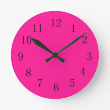 Horloge murale ronde (moyenne) rose profonde