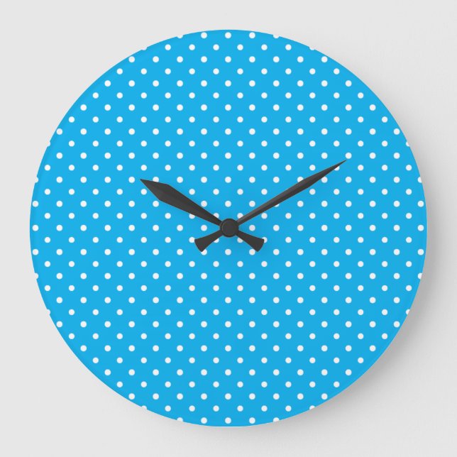 Horloge murale ronde ou Carré : Bleu, Pois blancs (Recto)