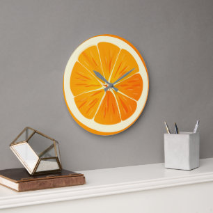 Horloge murale ronde tranche d'orange Citrus