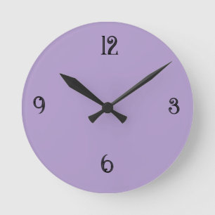Horloge murale ronde violette lavande minimaliste