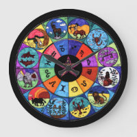 Horloge murale ronde Zodiac Mandala (grande)