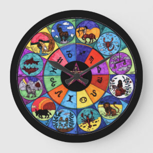 Horloge murale ronde Zodiac Mandala (grande)