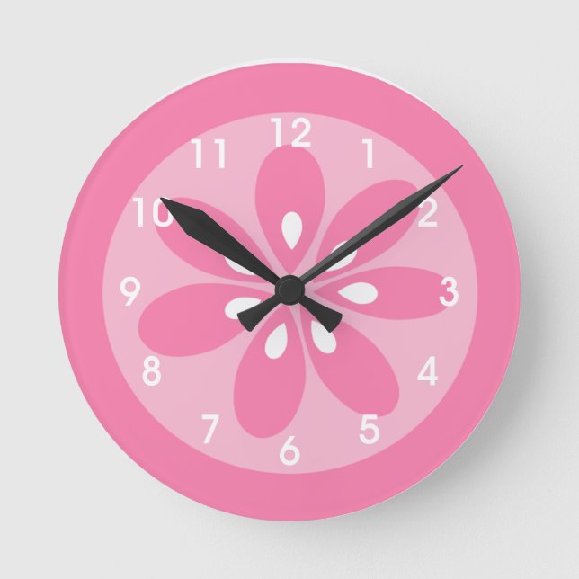 Horloge murale rose de la fleur de la fille (Recto)