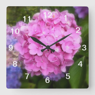 Horloge murale rose d'hortensia