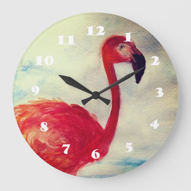 Horloge murale rose Flamant rose (Recto)