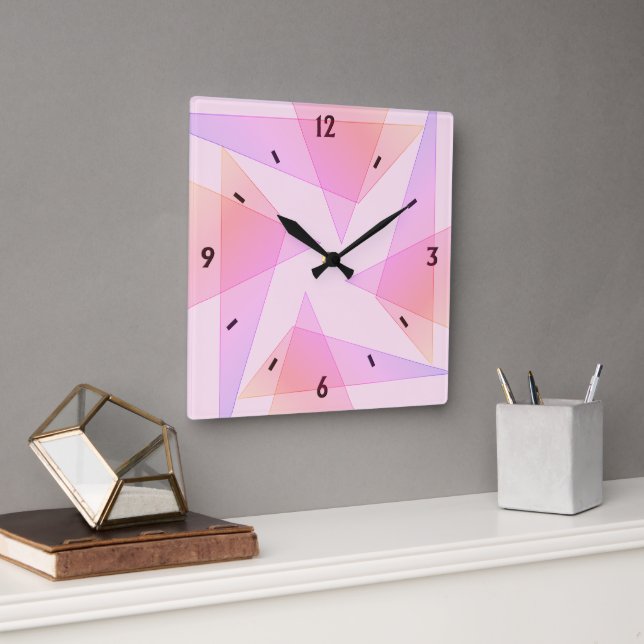 Horloge murale rose géométrique (Bureau)