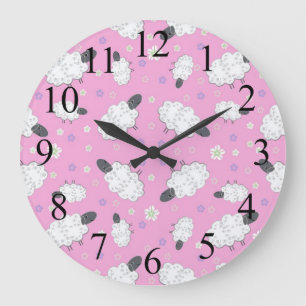 Horloge murale rose pour compter les moutons