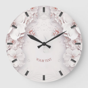 Horloge murale rose rose ivoire