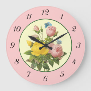 Horloge murale Rose rose jaune