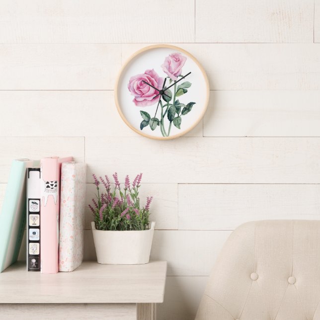 Horloge murale rose Roses (Salle de lecture)