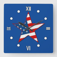 Horloge murale rouge blanc et bleu patriotique éto