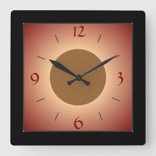 Horloge murale rouge/bronzée/jaune