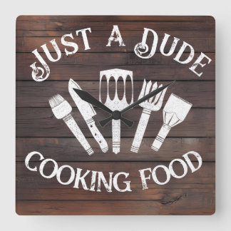 Horloge murale rustique "Dude Cuisine Food" - BBQ 