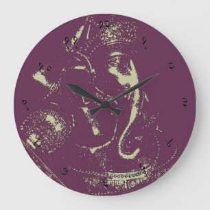 Horloge murale Sanskrit (pourpre) de Ganesha