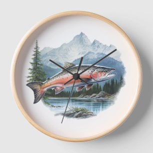 Horloge murale saumon