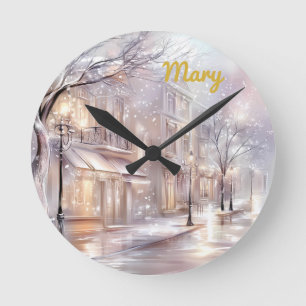 Horloge murale - Scène de neige vintage personnali
