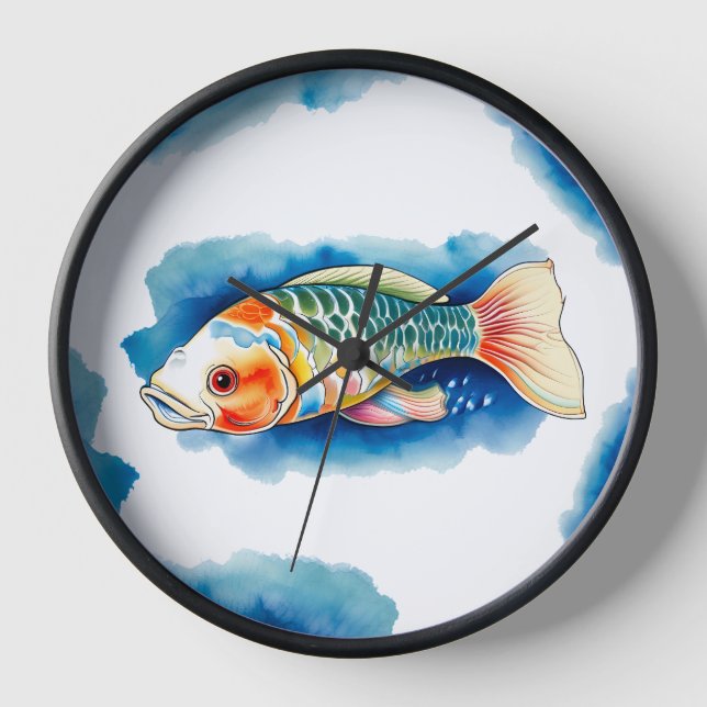 Horloge murale - série aquarelle : Koi Fish (Recto)