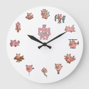 Horloge murale « Si les cochons pouvaient voler » 