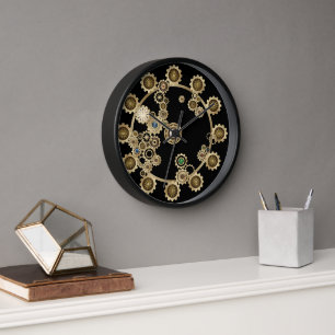 Horloge murale Steampunk or
