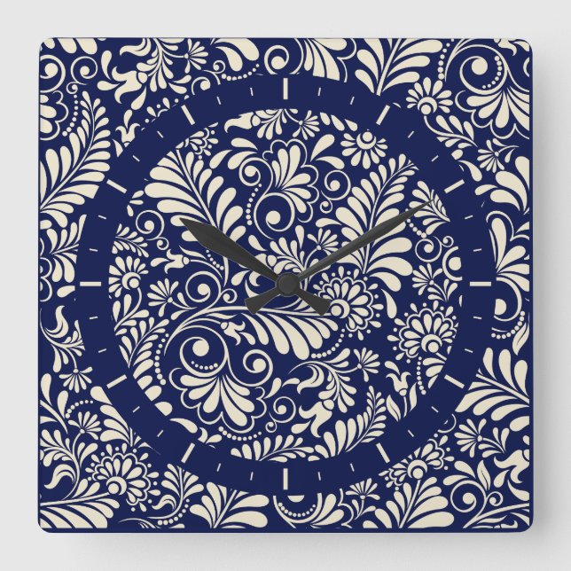 horloge murale style baroque, bleu marine et vanil (Recto)