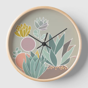 Horloge murale succulente d'inspiration rétro
