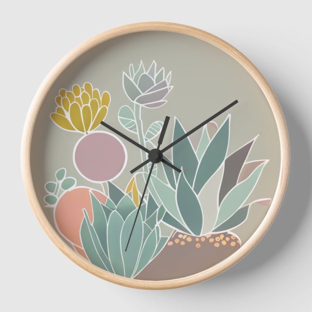 Horloge murale succulente d'inspiration rétro (Recto)
