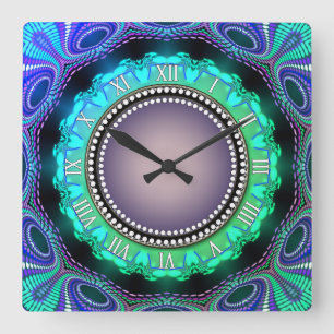 Horloge murale super de pourpre de vert d'Aqua de