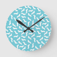 Horloge murale teckel bleu et blanc
